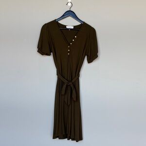 Merrick White Midi Dress with Button Accents